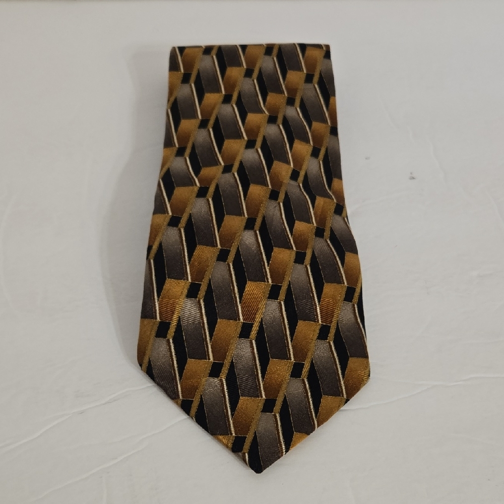 Pierre Balmain Gold and Black Geometric Tie